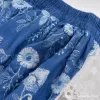 Blue embroidered cool silk-stored linen dress for women's wear, floral style long dress Application Scenario